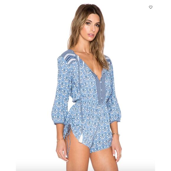Faithfull The Brand Women's Blue Woodstock Playsuit Size Medium - Picture 2 of 13